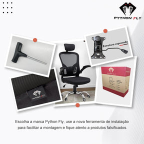 Cadeira de escritório ergonômica com estofado de mesh（Preto）