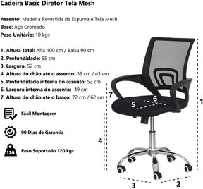 Cadeira de Escritório Diretor Pelegrin Pel-cr11 Preta