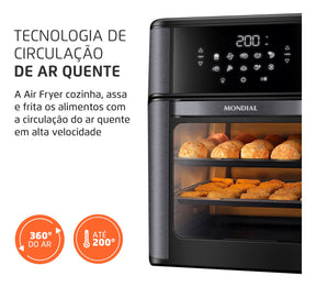 Fritadeira Air Fryer Forno Oven 12l Afon-12l-bg Preto